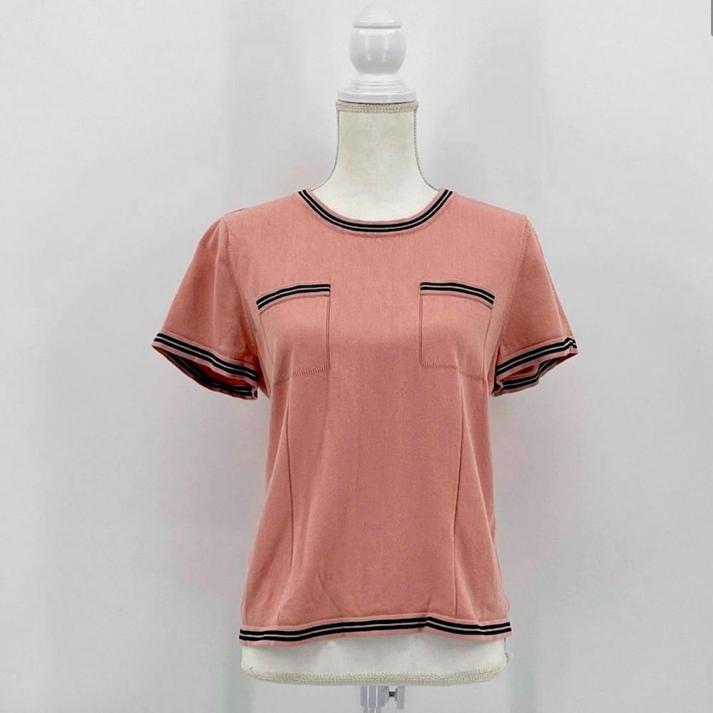 Karl Lagerfeld Dusty Pink Knit Short Sleeve Top